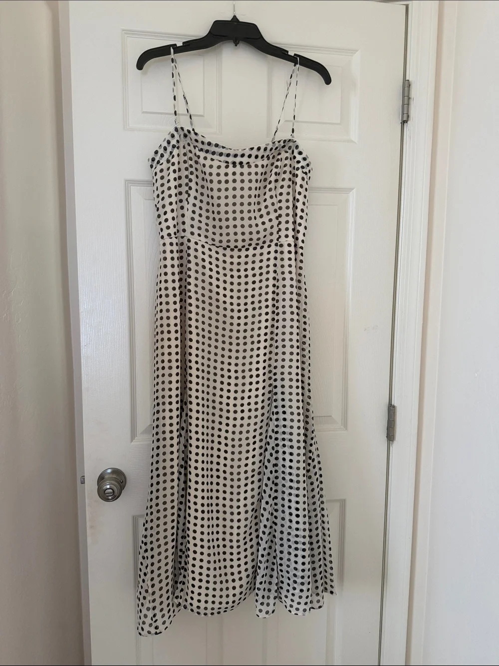 Polka Dot Strapless Maxi Dress - Black on Cream w/Optional Adjustable Straps